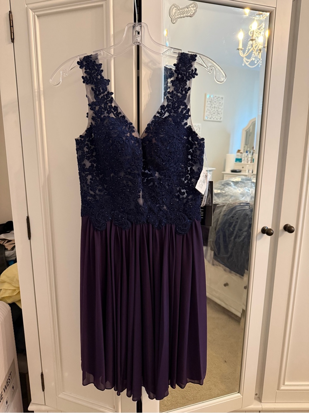 Sherri Hill Navy Beaded Evening Dress